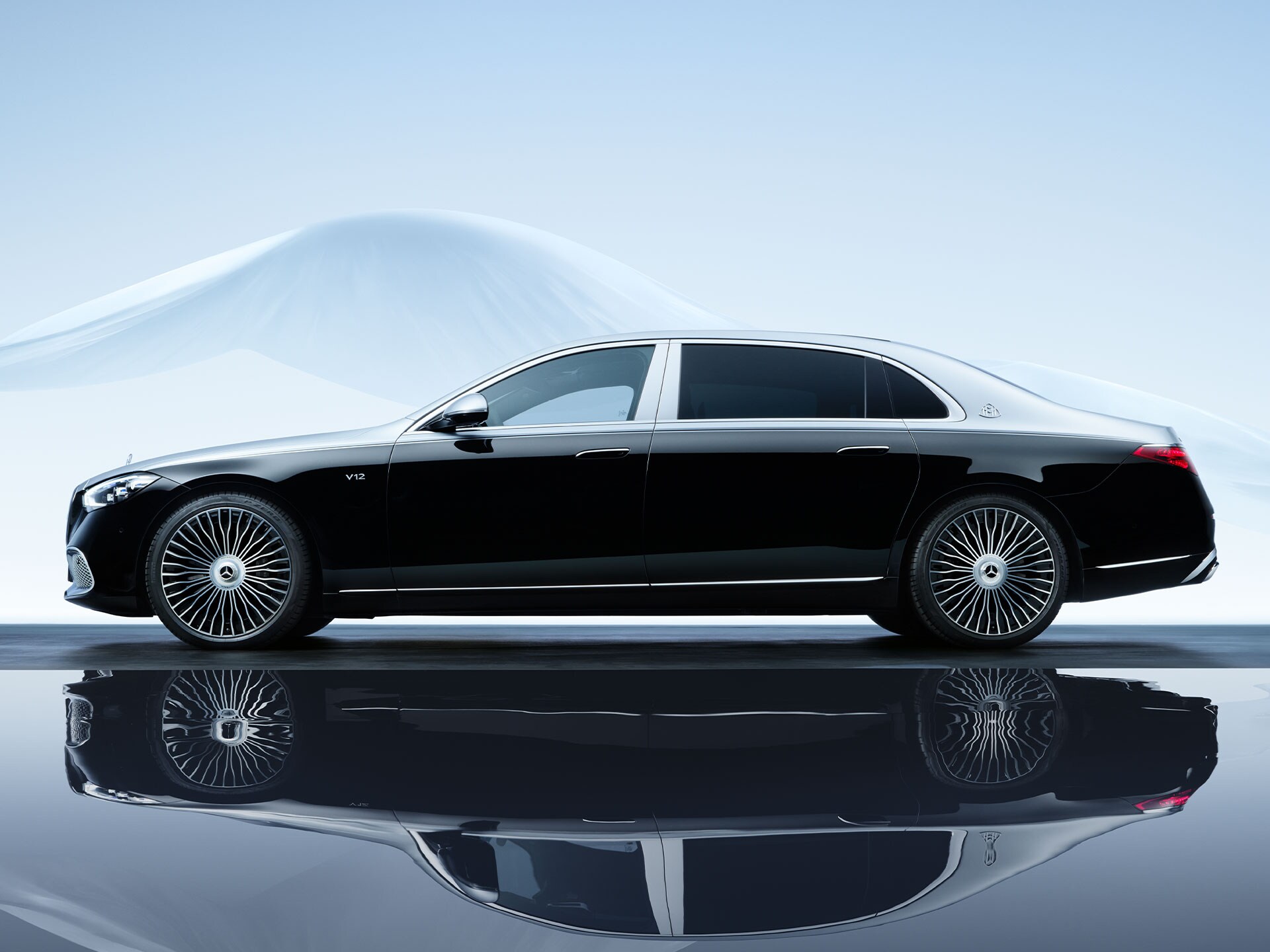 Side view of the Mercedes-Maybach S-Class.