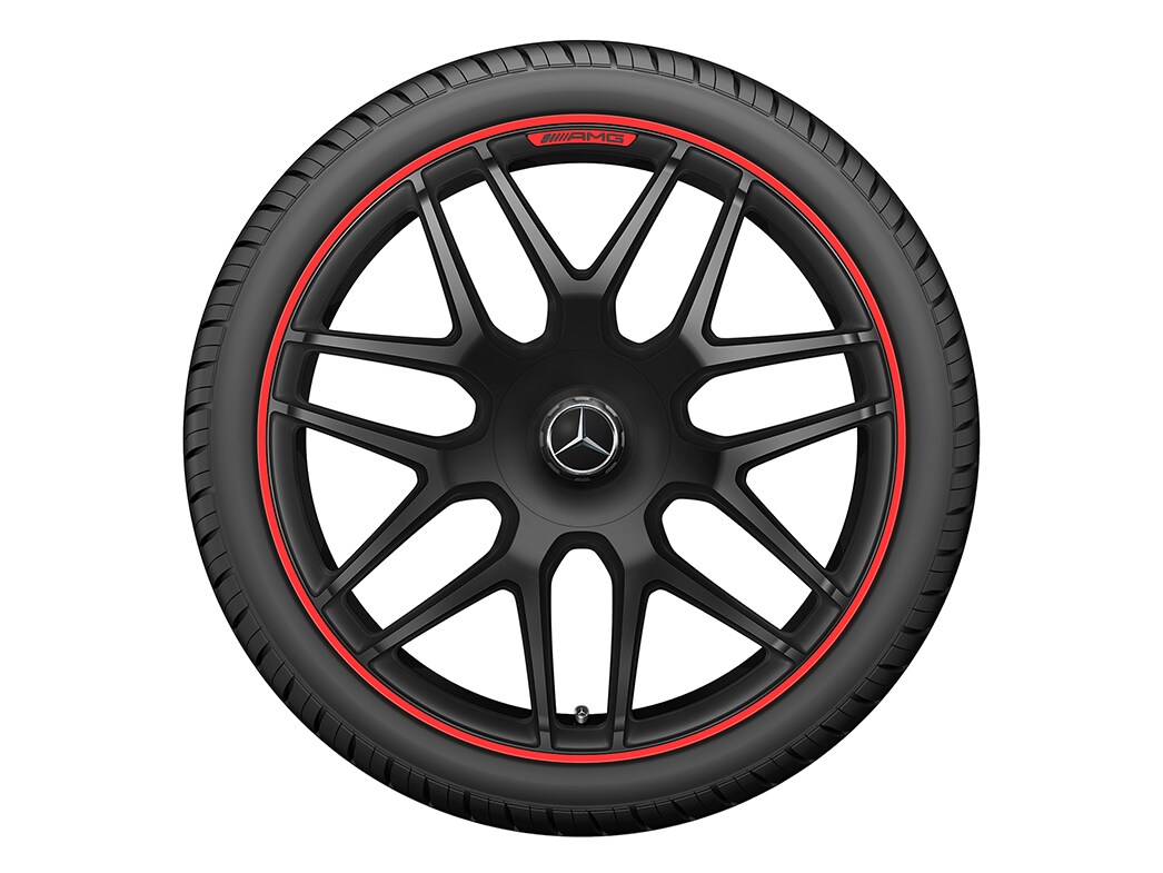 AMG22インチホイール(鍛造) (7ツインクロススポーク マットブラック/レッドリム)