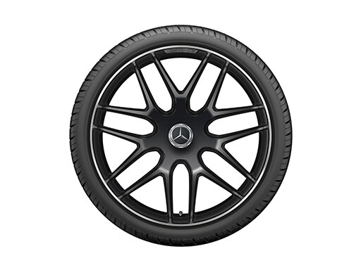 AMG22インチホイール（鍛造クロススポーク）マットブラック/ リムフランジハイシーン