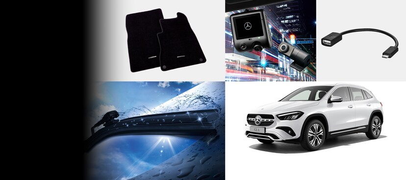 ベンツGLA（X156型）純正ルーフキャリア＋スキースノボアタッチメント  