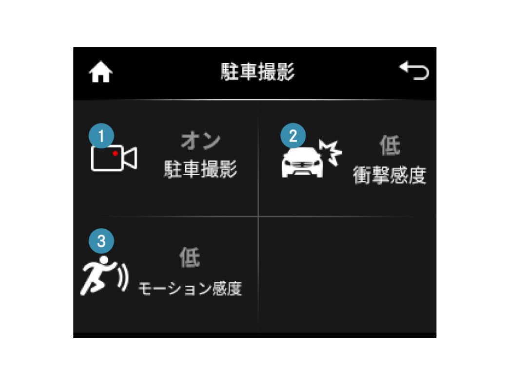 駐車モード（衝撃検知＆モーション検知）