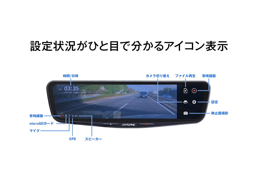 設定状況がひと目で分かるアイコン表示