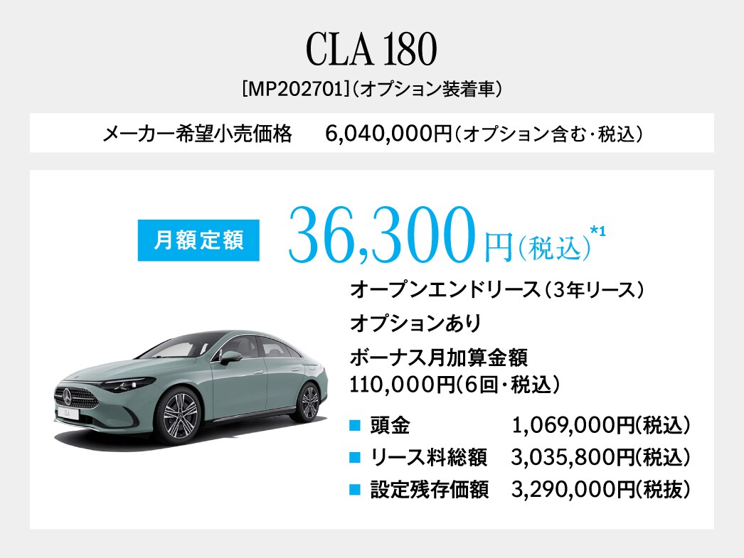 新型CLA 月額プラン