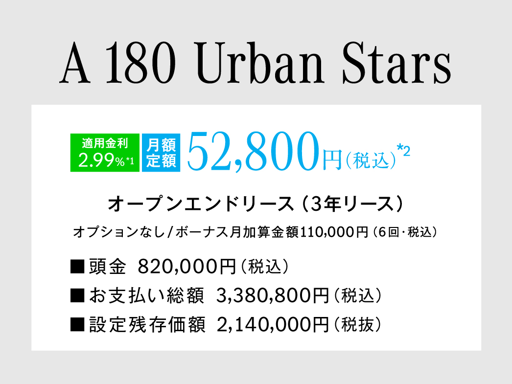 A 180 Urban Stars 月額プラン A 180 Urban Stars 月額プラン