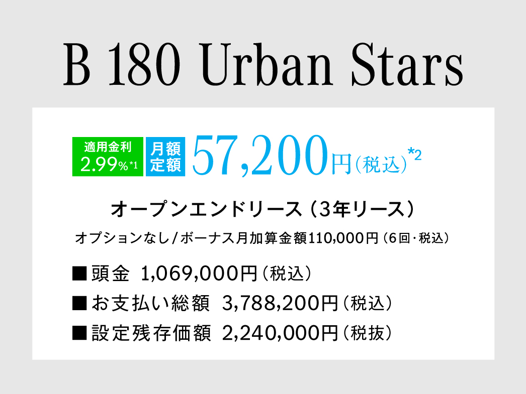 B 180 Urban Stars 月額プラン B 180 Urban Stars 月額プラン