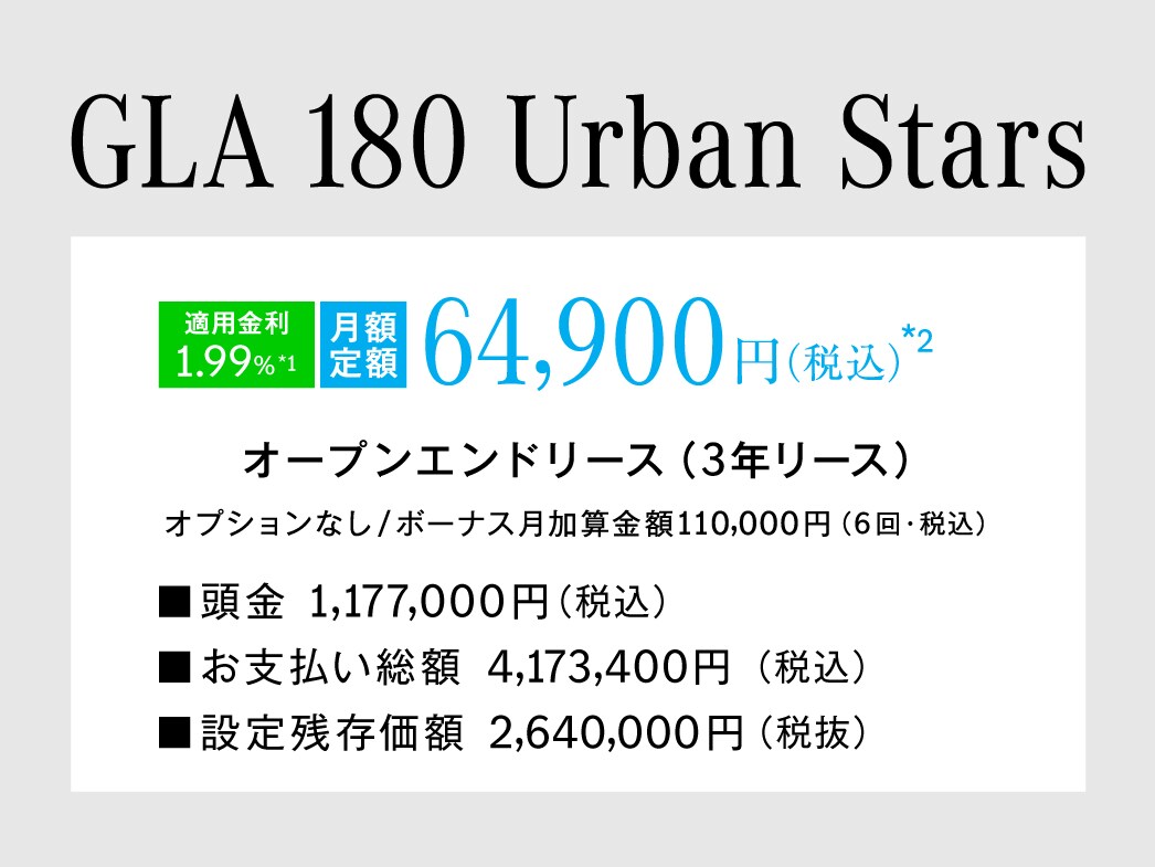 GLA 180 Urban Stars 月額プラン