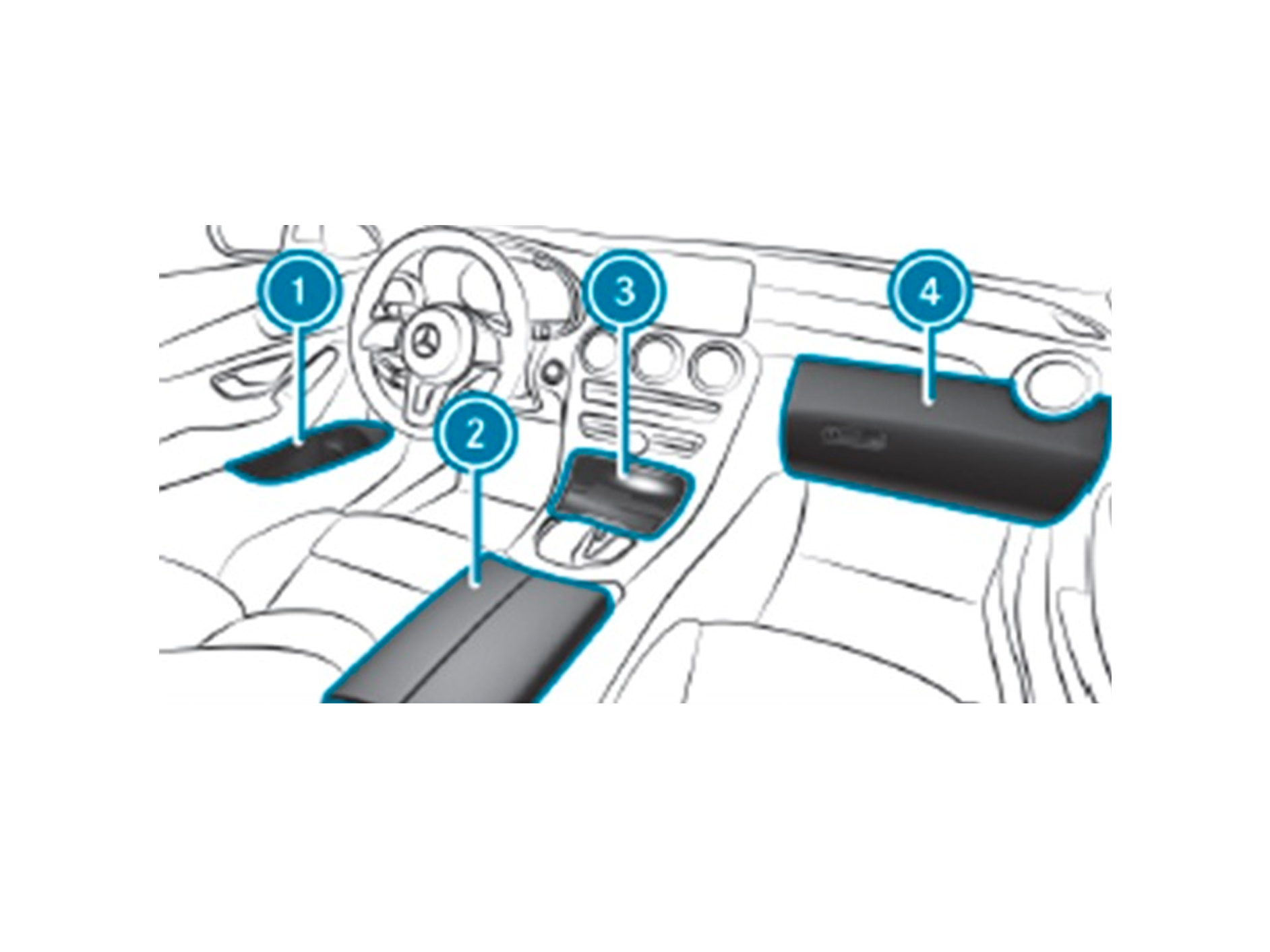 USBタイプAの差し込み口は、アームレストの下の小物入れ（図参照）にございます。