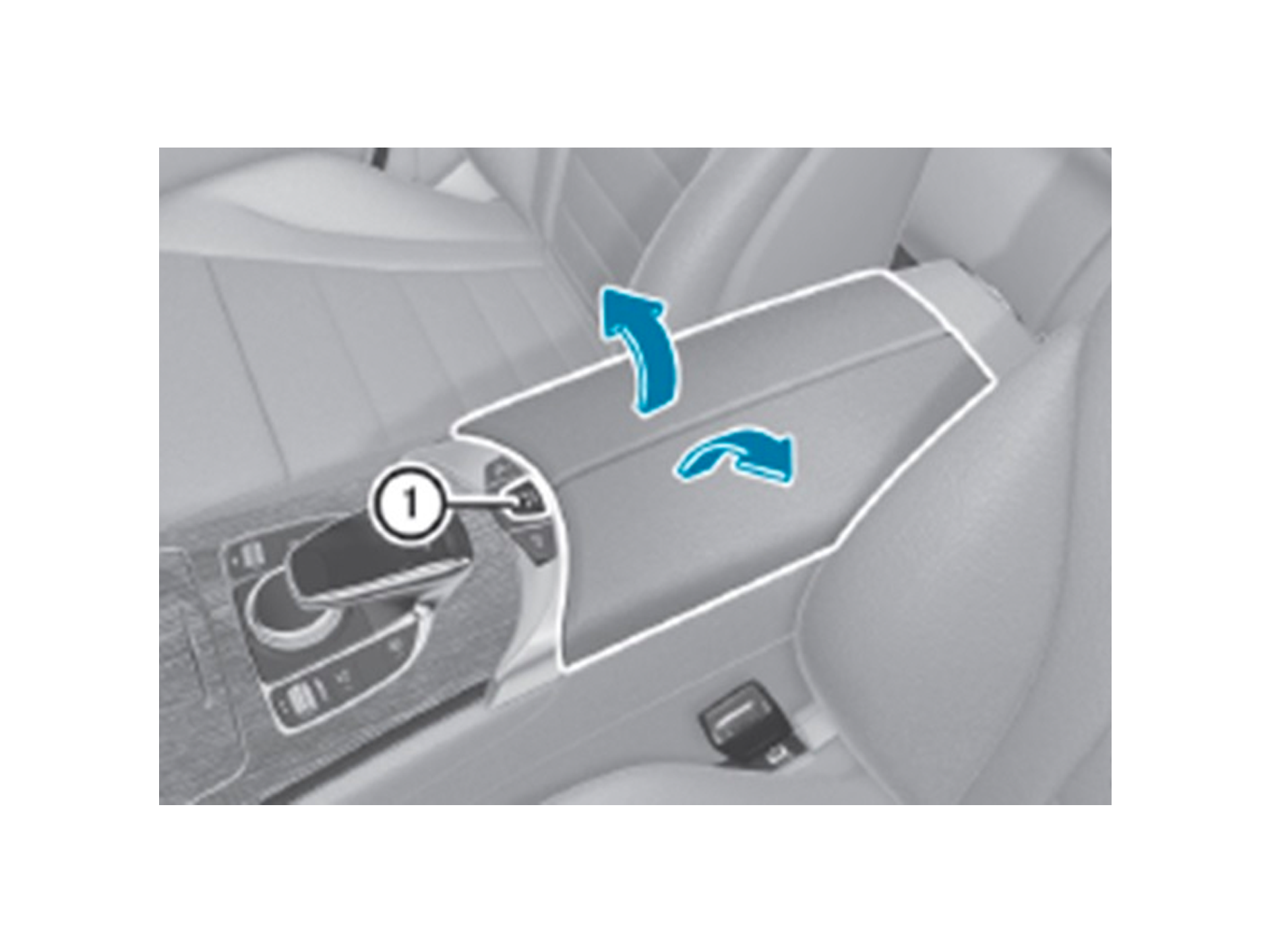 USBタイプAの差し込み口は、アームレストの下の小物入れ（図参照）にございます。