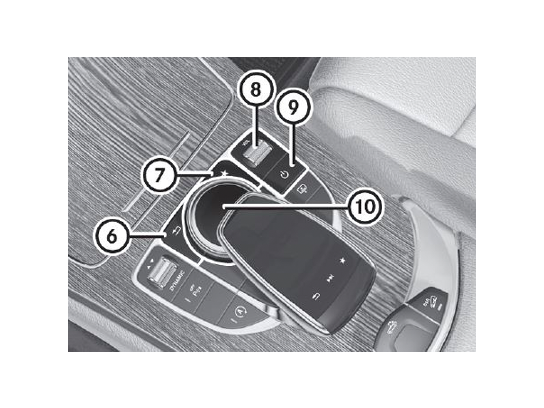 ナビゲーションの音声案内中にコントローラー（図参照）を車両後方にスライドしてメニューを表示させます。