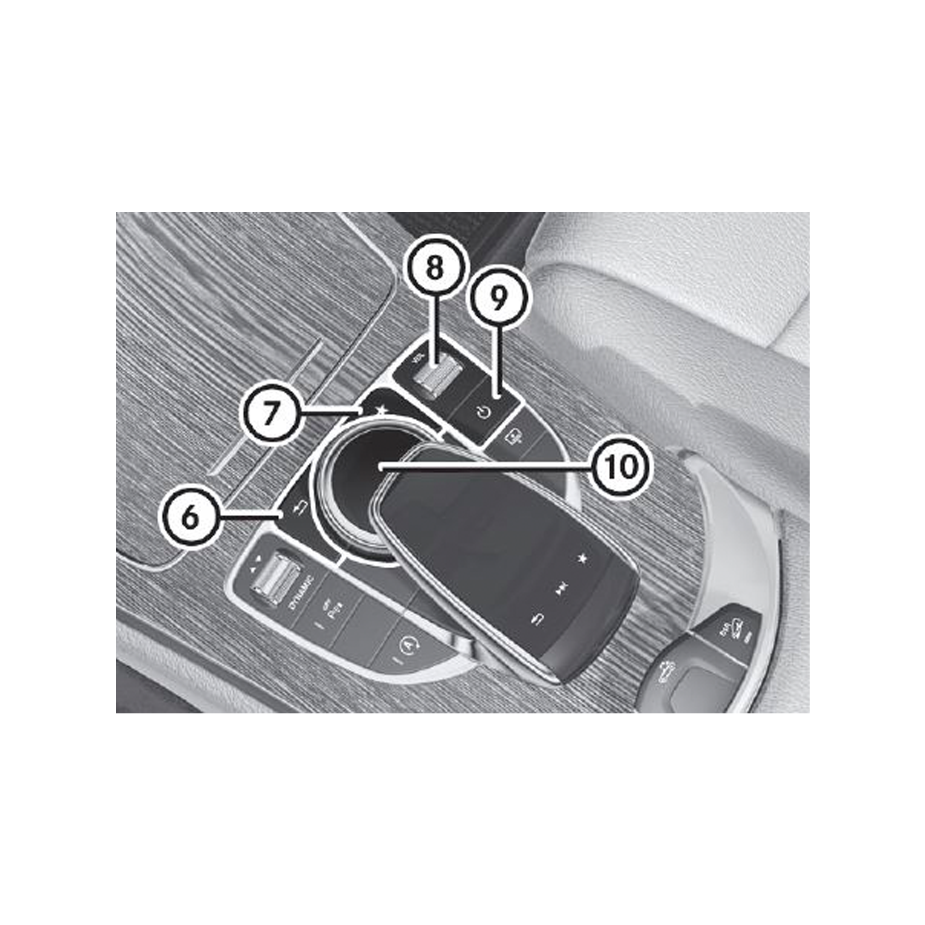 ナビゲーションの音声案内中にコントローラー(図参照)を車両後方にスライドしてメニューを表示させます。 ナビゲーションの音声案内中にコントローラー(図参照)を車両後方にスライドしてメニューを表示させます。