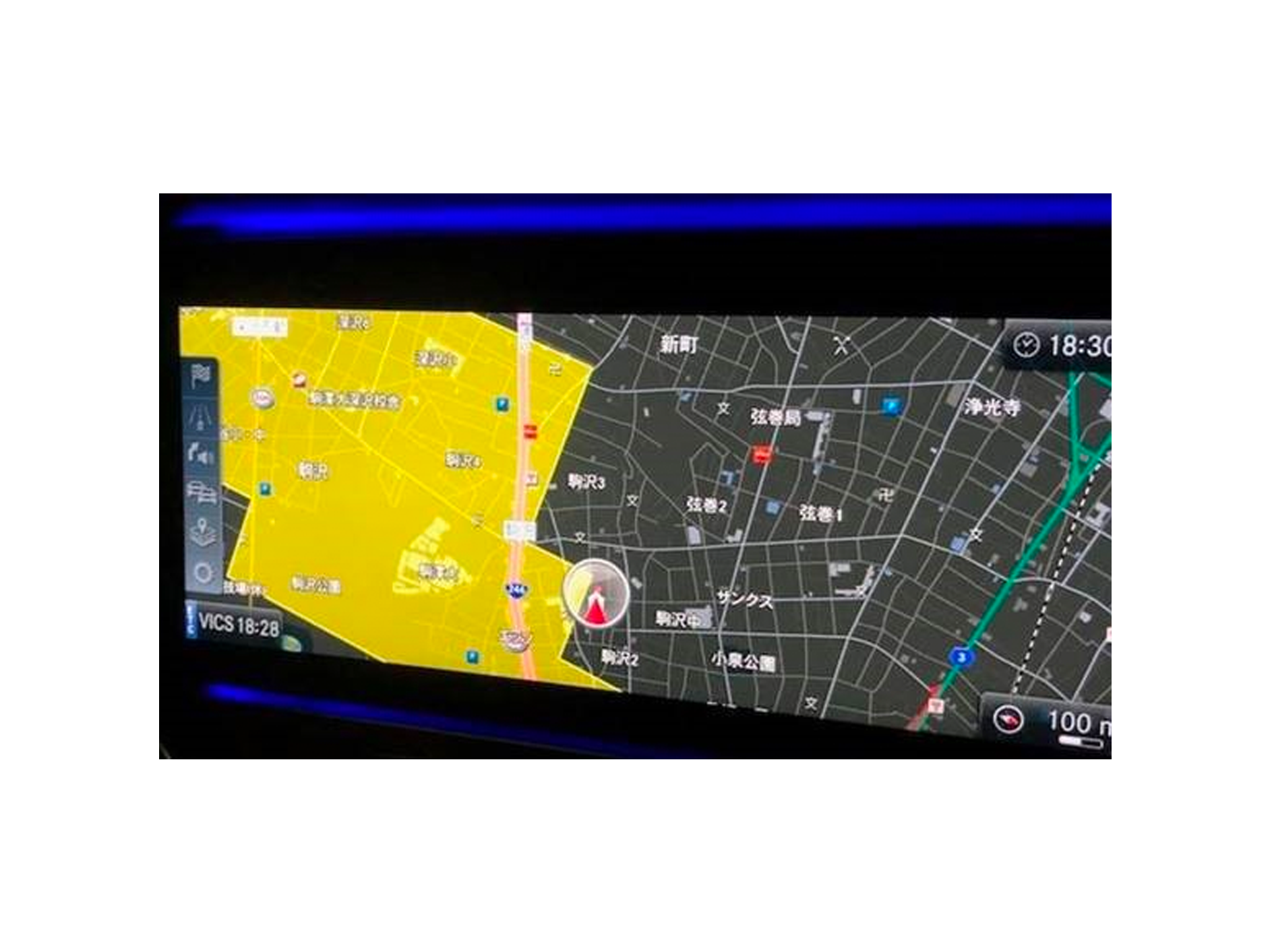 VICS WIDE（※1）の情報に基づいて、大雨が発生している降雨エリアを地図上に表示します。